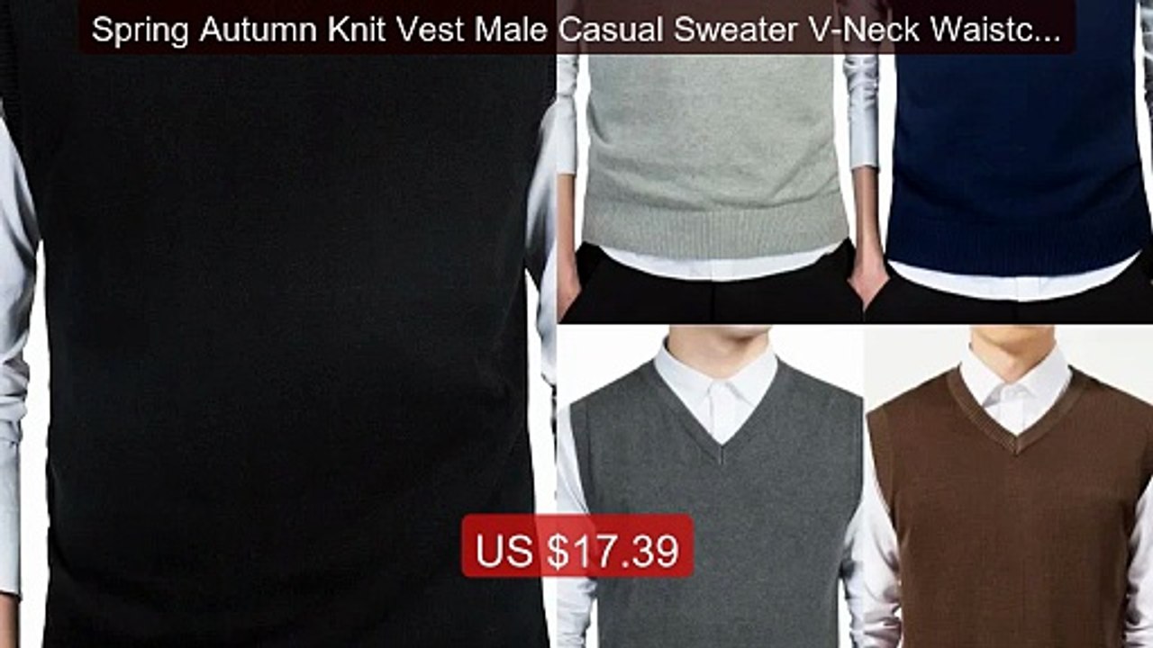 Spring Autumn Knit Vest Male Casual Sweater V-Neck Waistcoat ... -- Amazing Value 2026 | Must Have!
