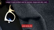 Large V-neck knitted vest for women, loose and slim, solid col... -- Best Buy 2026 | Great Quality!