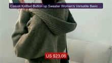 Casual Knitted Button up Sweater Women's Versatile Basic Hooded Car... -- Top Rated 2026 | Buy Now!