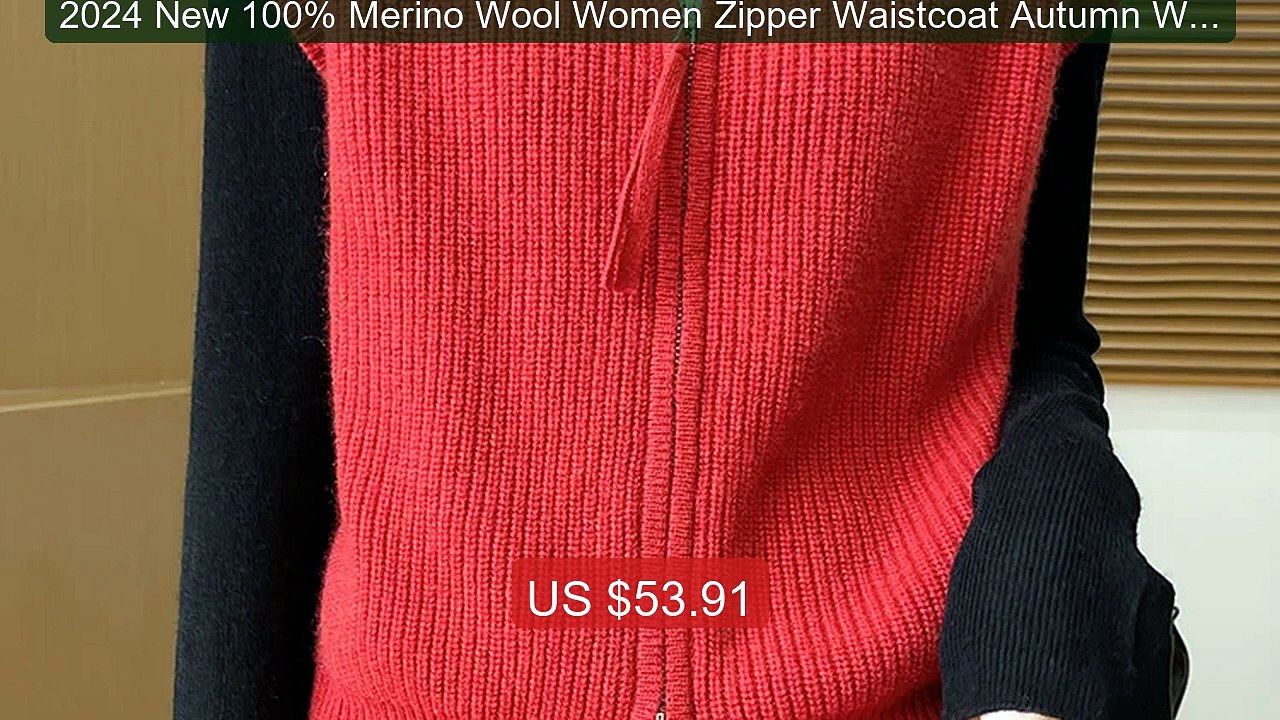 2024 New 100% Merino Wool Women Zipper Waistcoat Autumn Winter Mock... -- Top Rated 2026 | Buy Now!