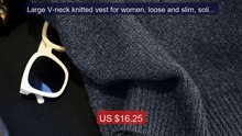 Large V-neck knitted vest for women, loose and slim, solid ... -- Top Pick 2026 | Unbeatable Price!