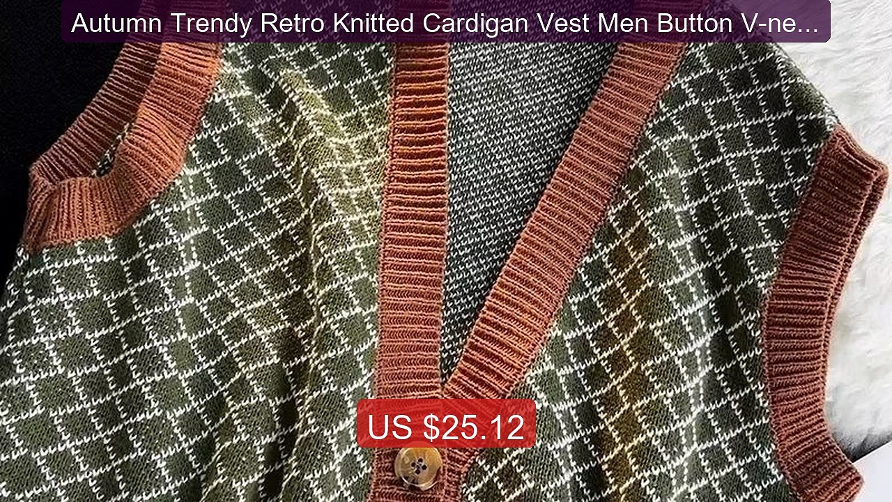 Autumn Trendy Retro Knitted Cardigan Vest Men Button V-neck Ne... -- Hot Deal 2026 | Limited Offer!