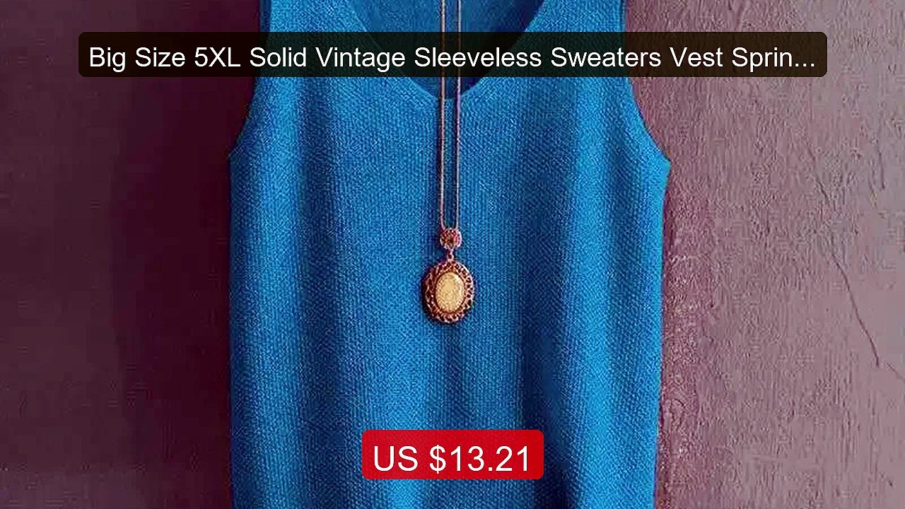 Big Size 5XL Solid Vintage Sleeveless Sweaters Vest Spring Aut... -- Best Buy 2026 | Great Quality!