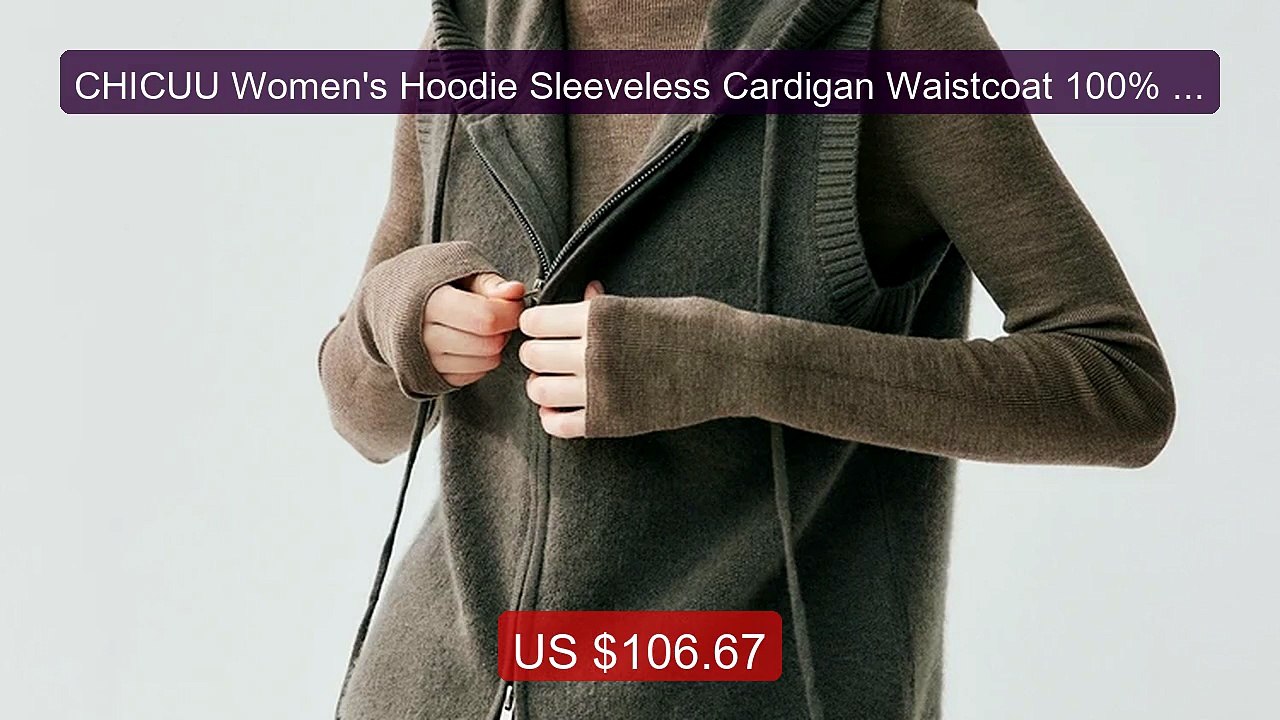 CHICUU Women's Hoodie Sleeveless Cardigan Waistcoat 100% Cashm... -- Hot Deal 2026 | Limited Offer!