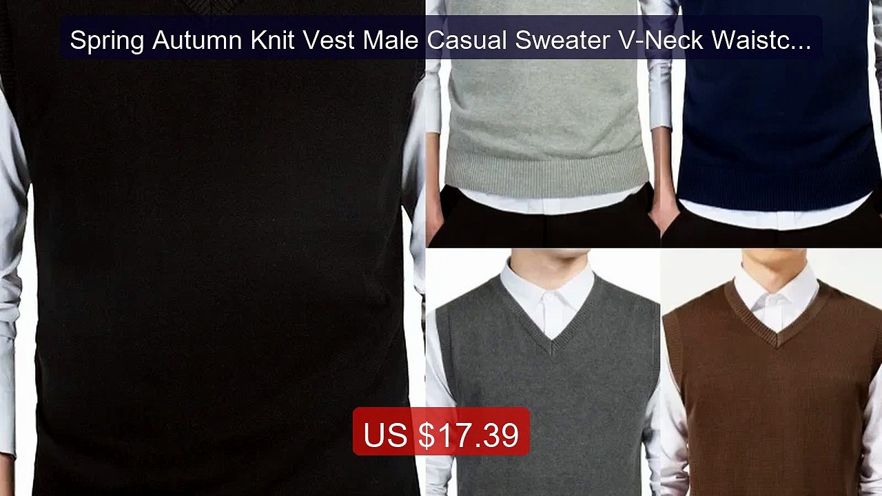 Spring Autumn Knit Vest Male Casual Sweater V-Neck Waistcoat ... -- Amazing Value 2026 | Must Have!