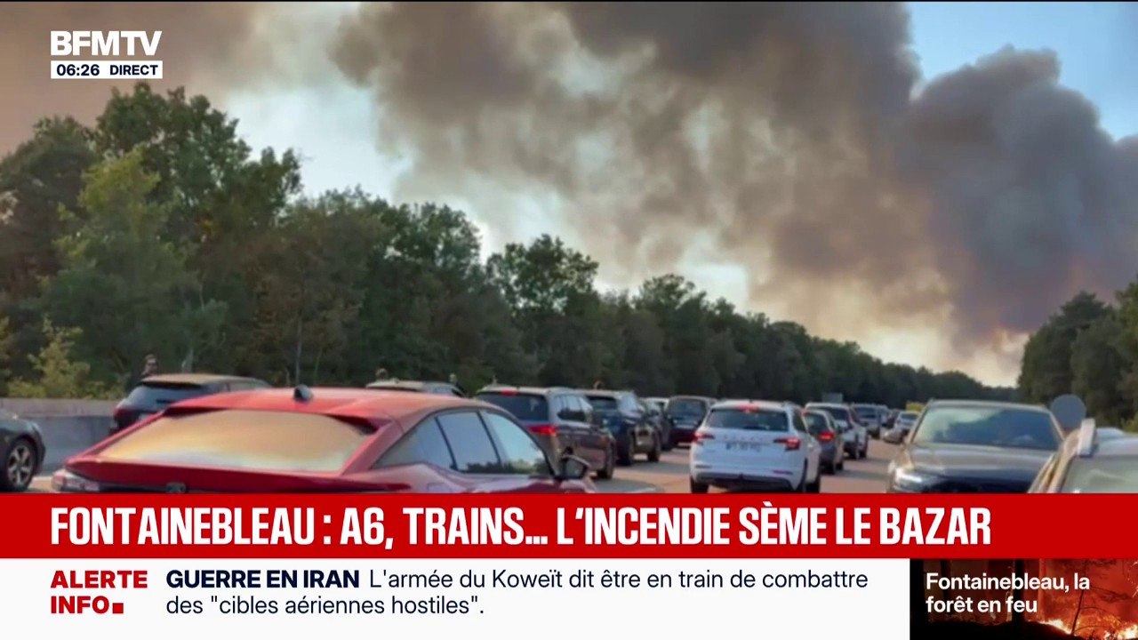 Une partie de l'A6 fermée, trains retardés... À cause de l'incendie de Fontainebleau, le trafic routier et ferroviaire fortement perturbés
