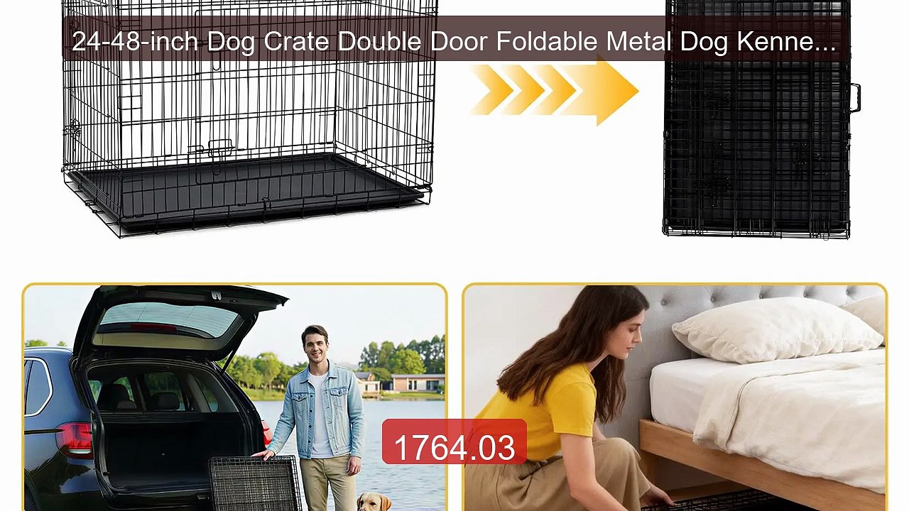 24-48-inch Dog Crate Double Door Foldable Metal Dog Kennels C... -- Amazing Value 2026 | Must Have!