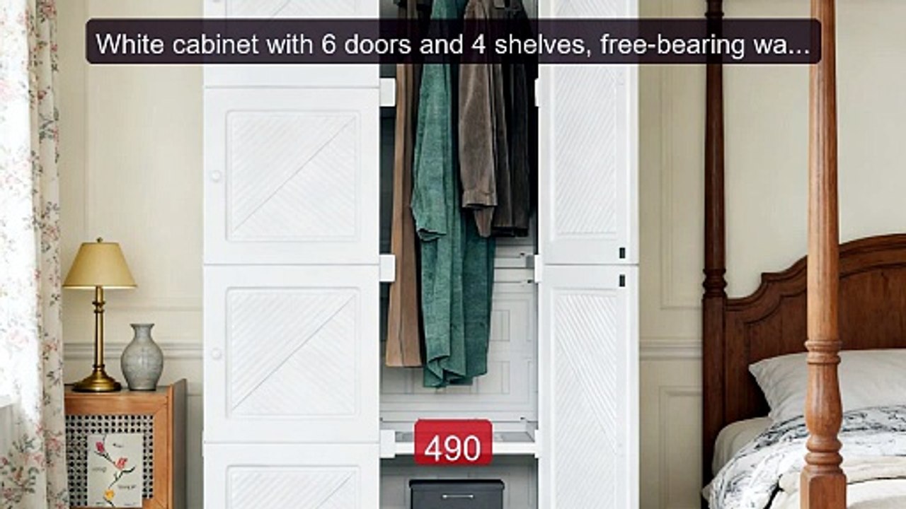 White cabinet with 6 doors and 4 shelves, free-bearing wardrobe wit... -- Top Rated 2026 | Buy Now!