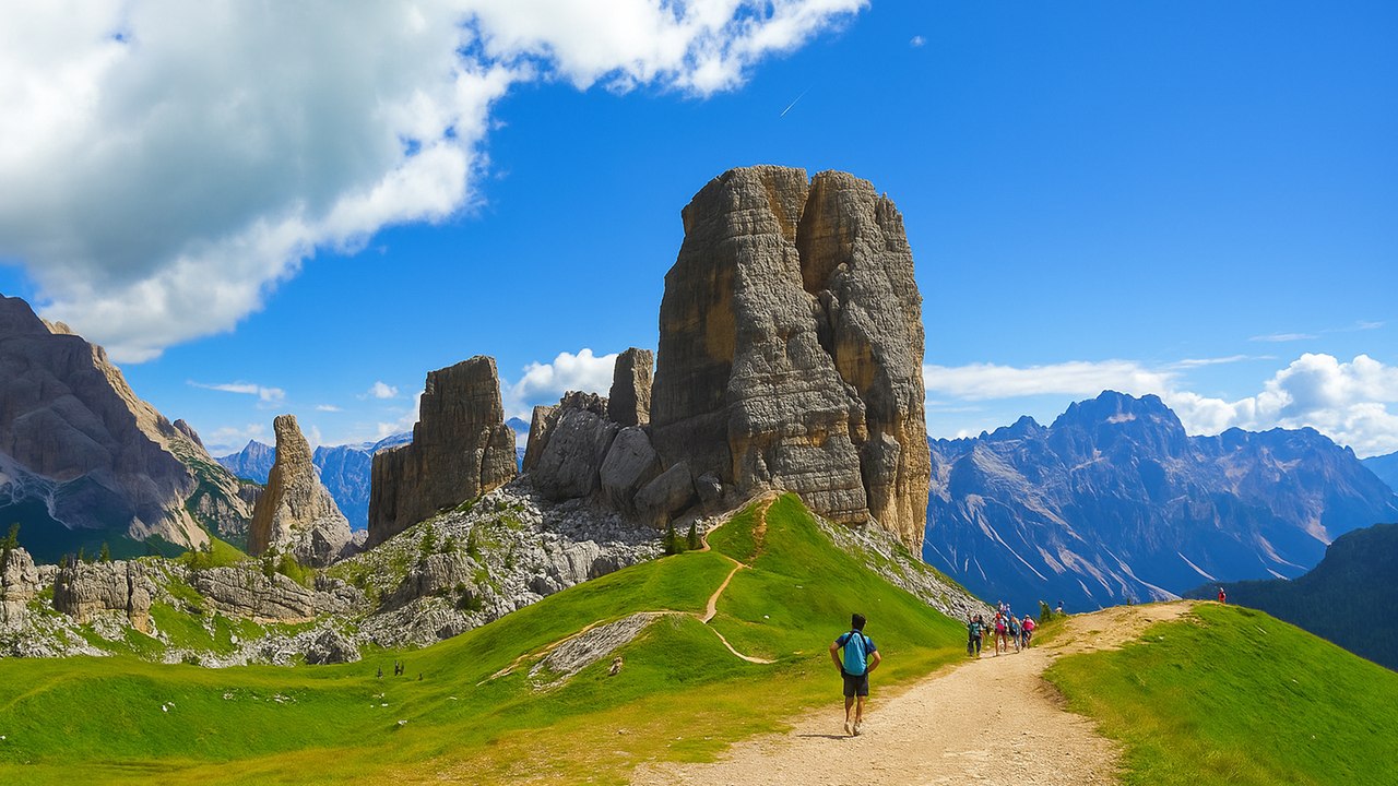 Dolomites Italy Cinque Torri Mountain Walk 4K 60fps