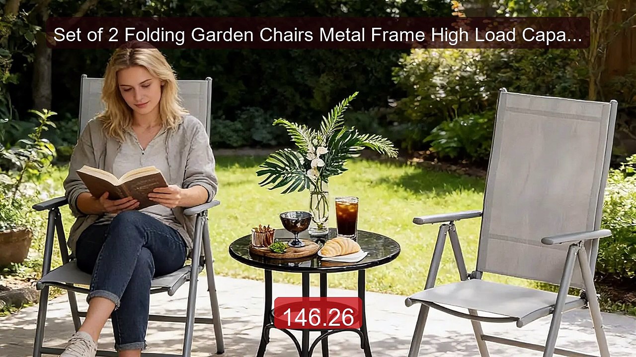 Set of 2 Folding Garden Chairs Metal Frame High Load Capacity ... -- Hot Deal 2026 | Limited Offer!