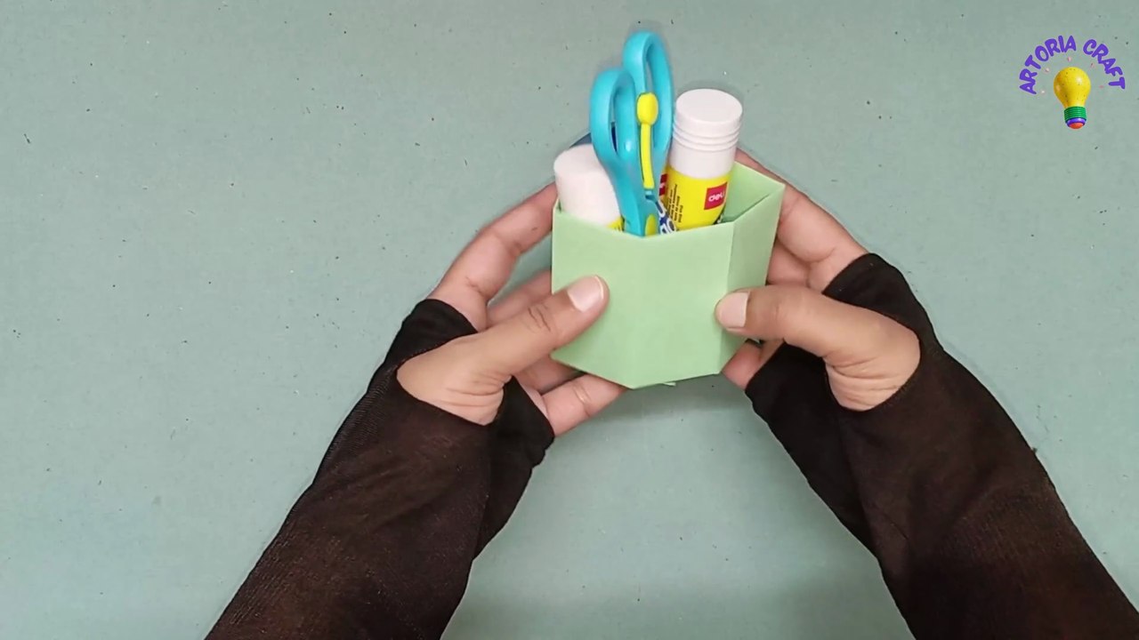 How to Make DIY Pen Holder with Paper #craft #diy #paper #penholder