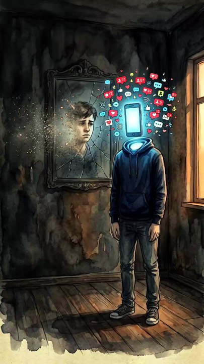 The boy that scroll his soul away