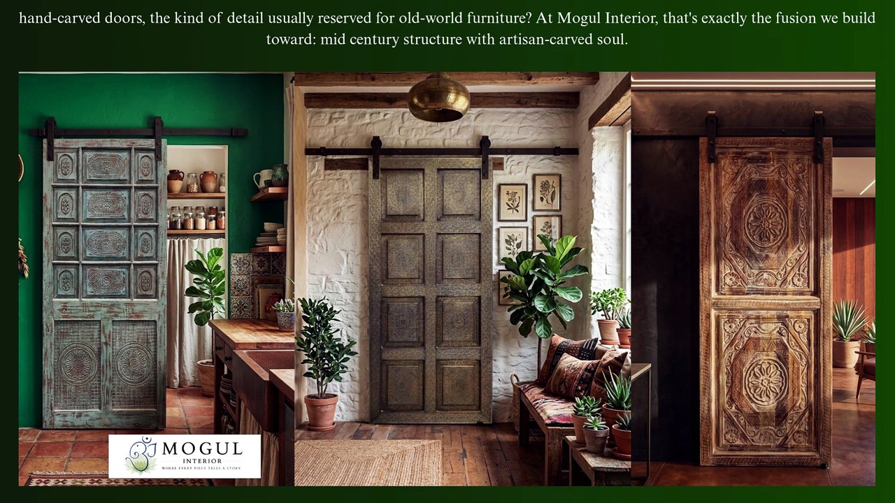 Mid Century Style, Hand-Carved Doors: A Signature Mogul Interior Fusion