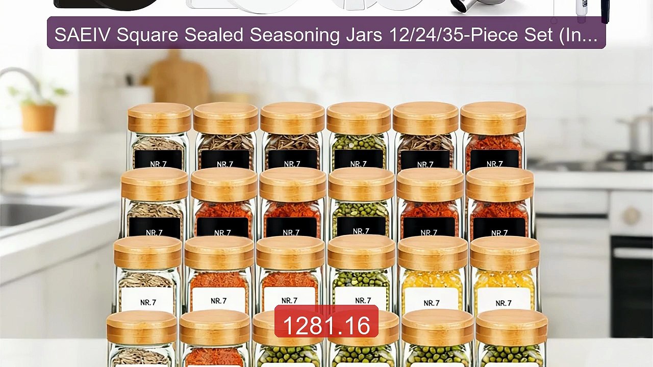 SAEIV Square Sealed Seasoning Jars 12/24/35-Piece Set (Includes La... -- Best Deal 2026 | Shop Now!