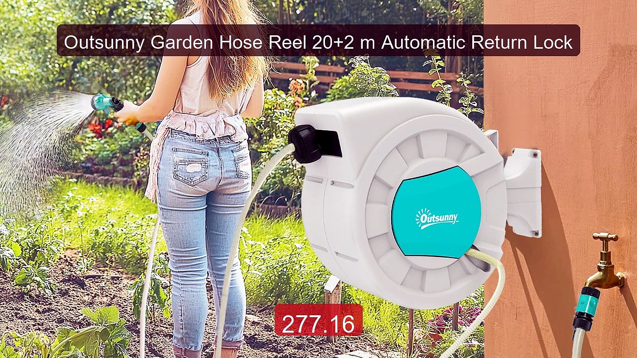 Outsunny Garden Hose Reel 20+2 m Automatic Return Lock -- Hot Deal 2026 | Limited Offer!