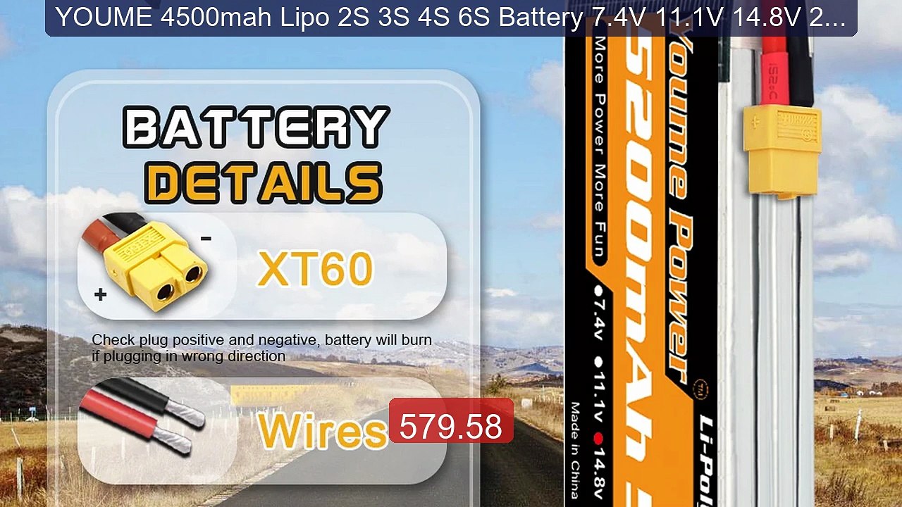 YOUME 4500mah Lipo 2S 3S 4S 6S Battery 7.4V 11.1V 14.8V 22.2V 50C f... -- Top Rated 2026 | Buy Now!