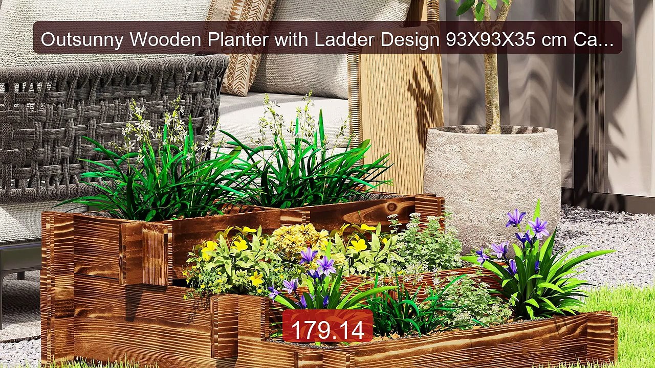 Outsunny Wooden Planter with Ladder Design 93X93X35 cm Carbonized -- Best Buy 2026 | Great Quality!