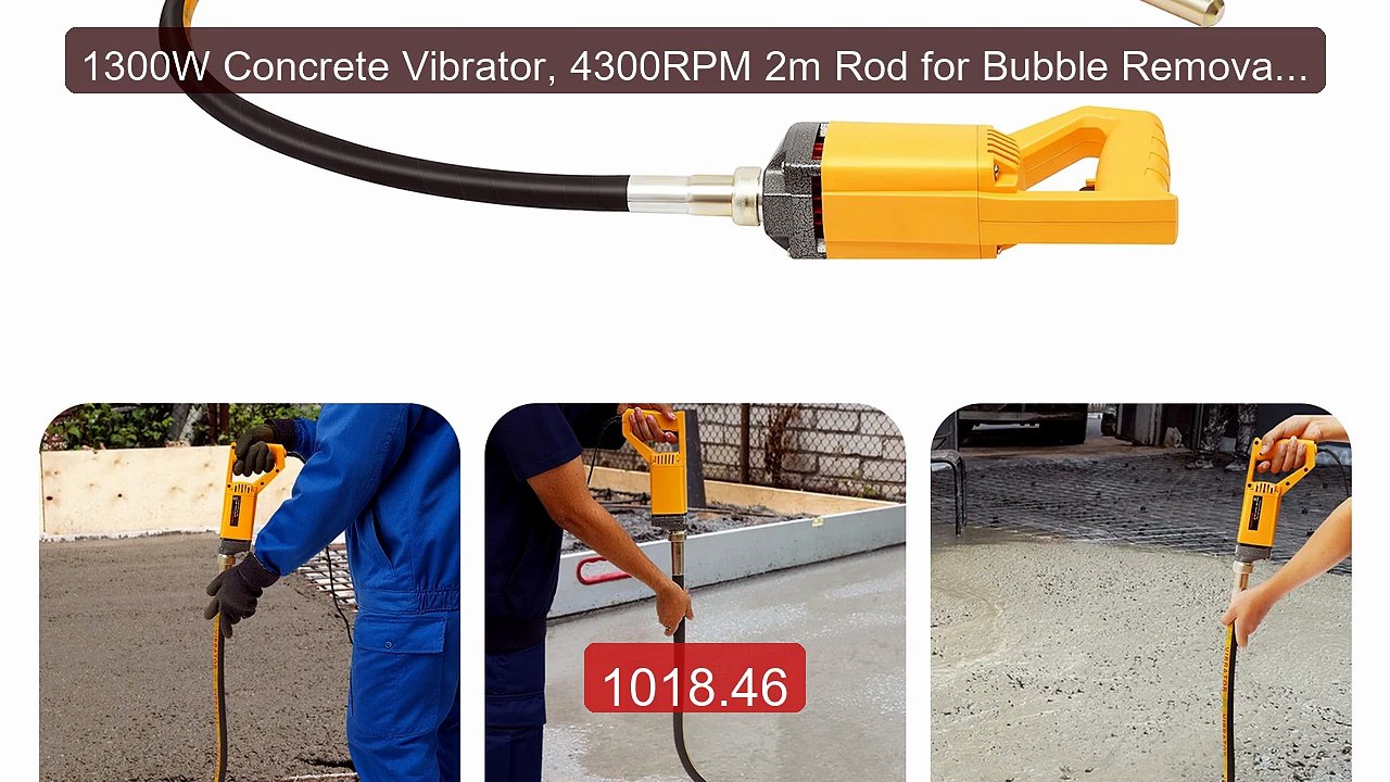 1300W Concrete Vibrator, 4300RPM 2m Rod for Bubble Removal & S... -- Hot Deal 2026 | Limited Offer!