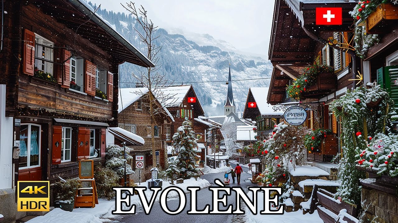 EVOLÈNE 🇨🇭🎄❄️A Beautiful Cold Winter Walk in...
