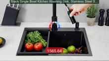Black Single Bowl Kitchen Washing Sink, Stainless Steel Sink D... -- Hot Deal 2026 | Limited Offer!