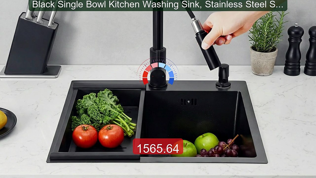 Black Single Bowl Kitchen Washing Sink, Stainless Steel Sink D... -- Hot Deal 2026 | Limited Offer!