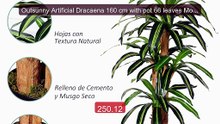 Outsunny Artificial Dracaena 160 cm with pot 66 leaves Moss Ø ... -- Best Buy 2026 | Great Quality!