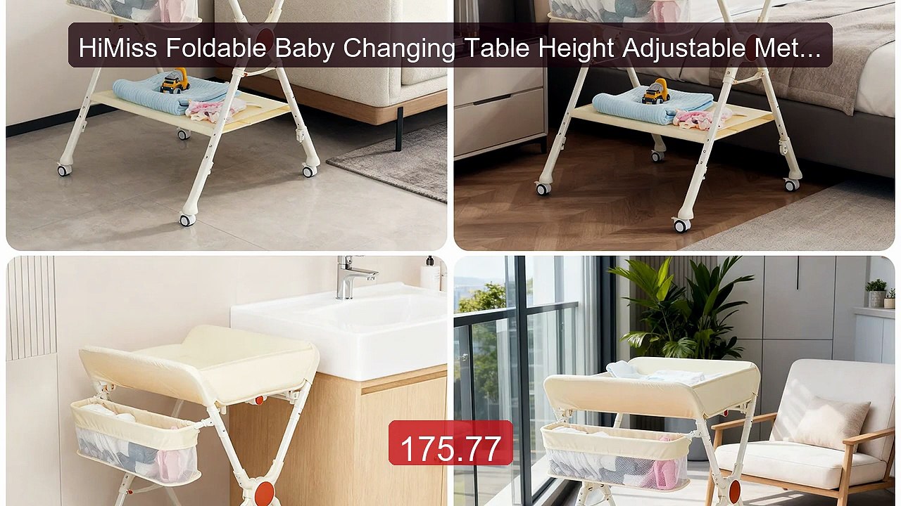 HiMiss Foldable Baby Changing Table Height Adjustable Metal & ... -- Best Buy 2026 | Great Quality!