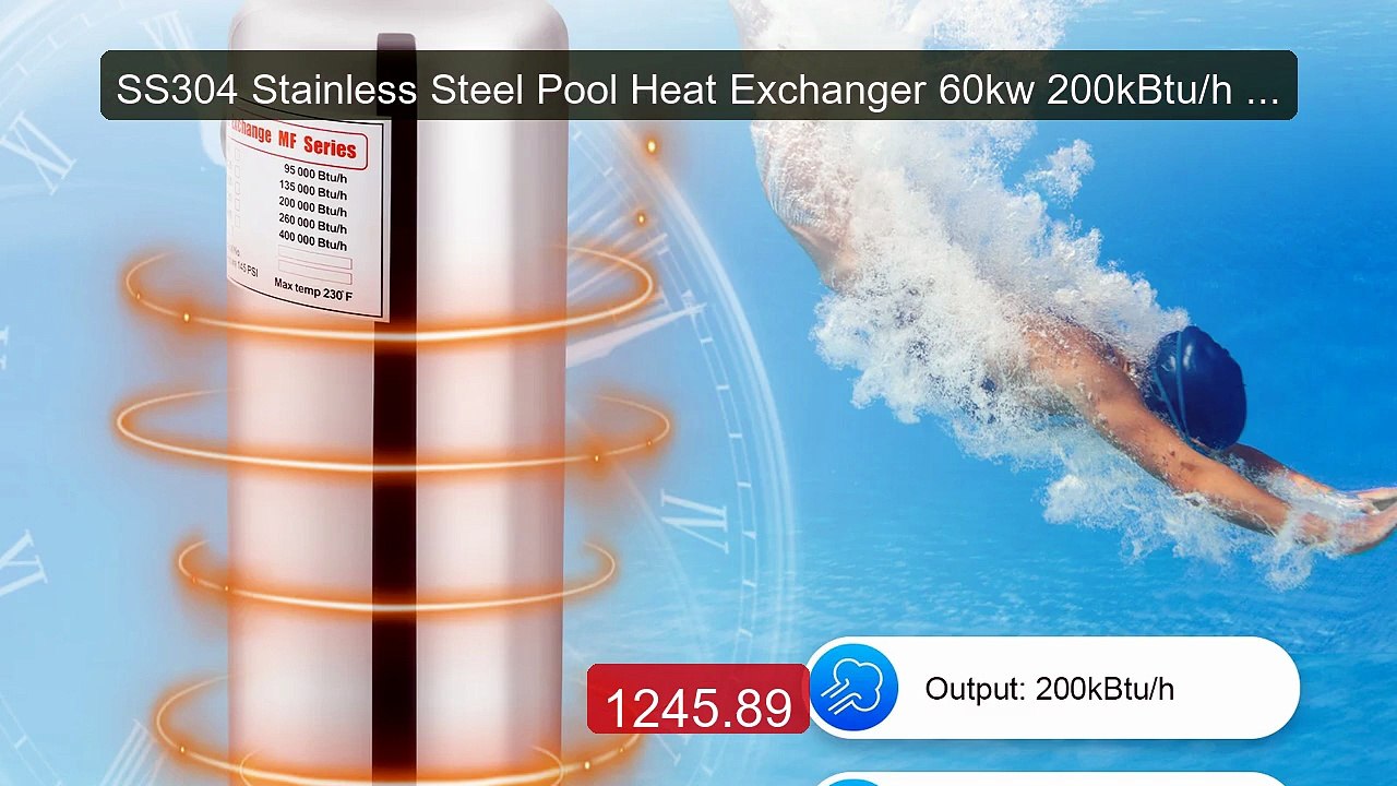 SS304 Stainless Steel Pool Heat Exchanger 60kw 200kBtu/h 145PSI 250... -- Top Rated 2026 | Buy Now!
