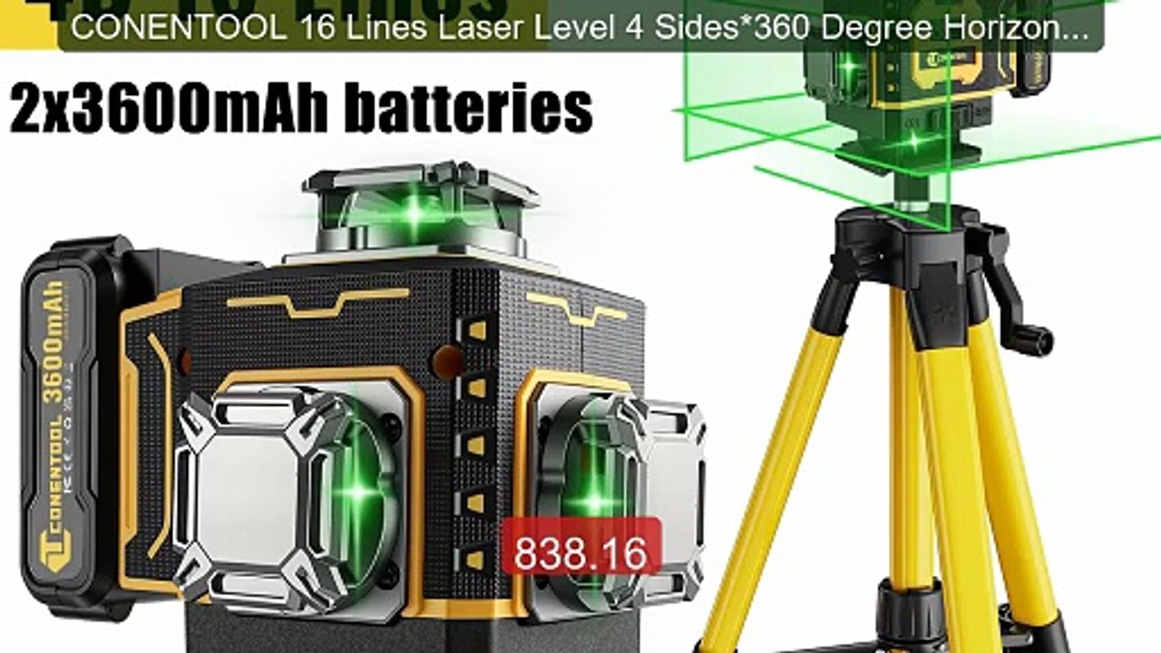 CONENTOOL 16 Lines Laser Level 4 Sides*360 Degree Horizontal Vertic... -- Top Rated 2026 | Buy Now!