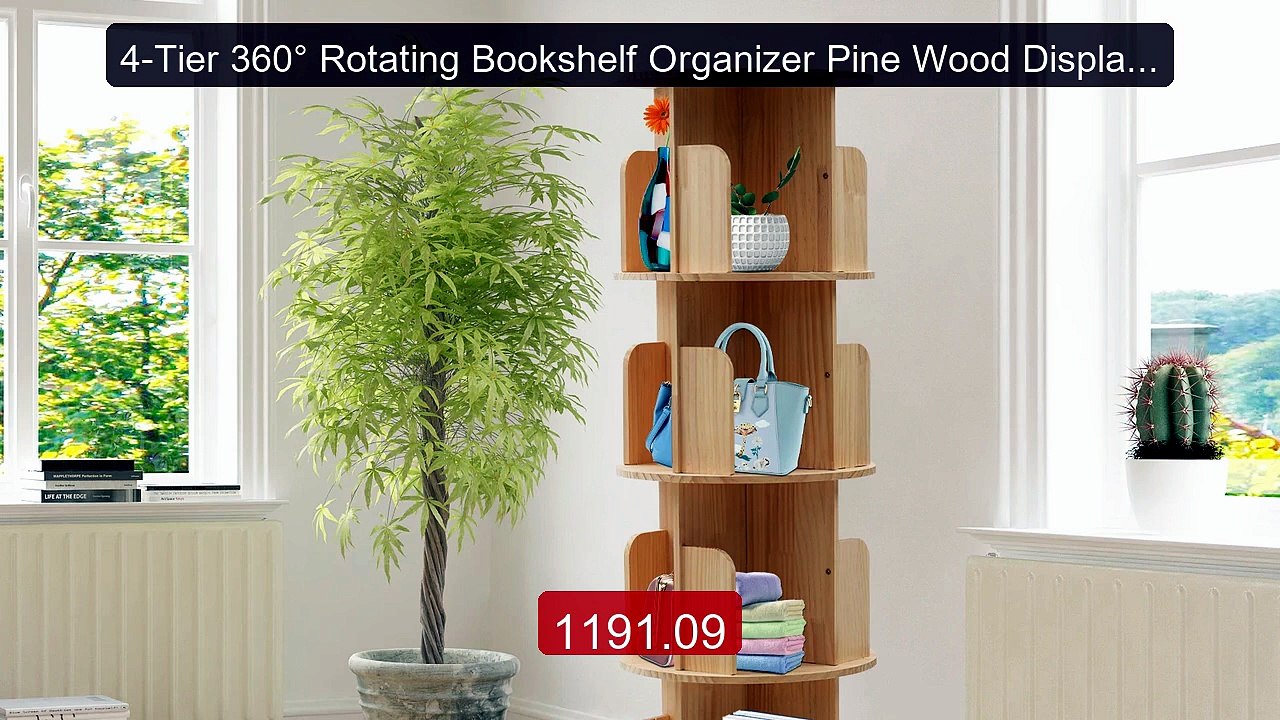 4-Tier 360° Rotating Bookshelf Organizer Pine Wood Display Stand 5... -- Best Deal 2026 | Shop Now!