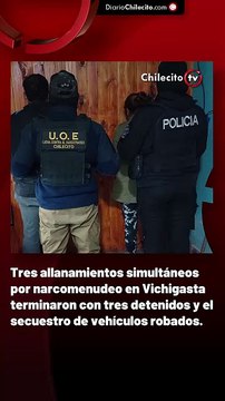 Tres allanamientos simultáneos por narcomenudeo en Vichigasta terminaron con tres detenidos y el secuestro de vehículos robados.