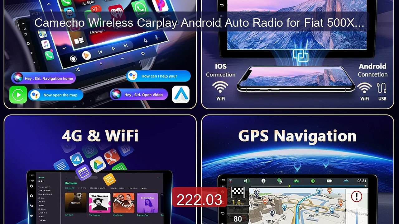 Camecho Wireless Carplay Android Auto Radio for Fiat 500X 2014... -- Best Buy 2026 | Great Quality!