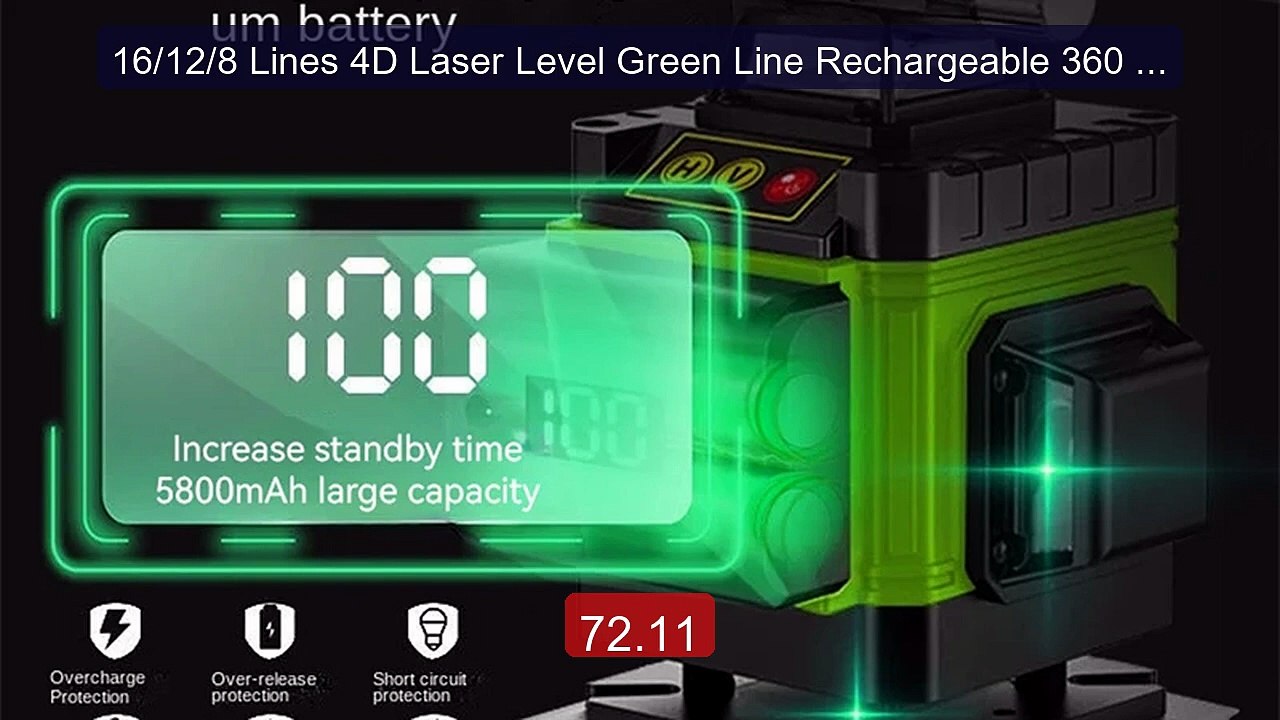 16/12/8 Lines 4D Laser Level Green Line Rechargeable 360 ° selfleve... -- Top Rated 2026 | Buy Now!