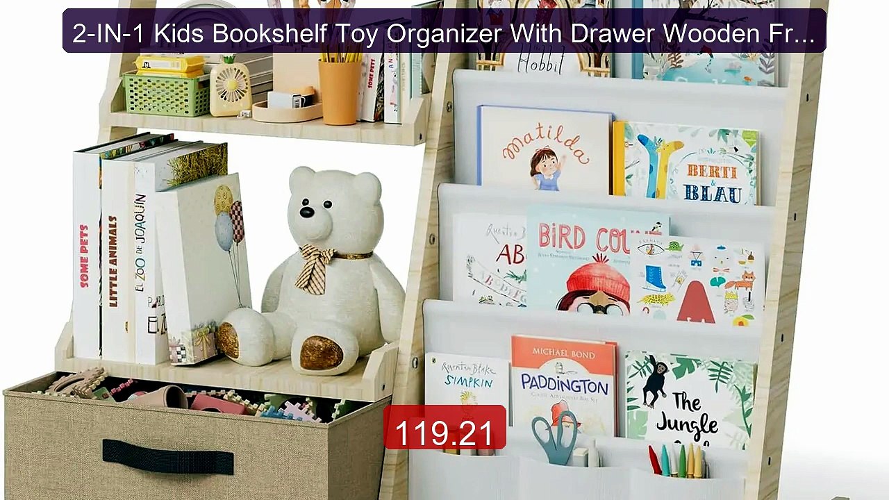 2-IN-1 Kids Bookshelf Toy Organizer With Drawer Wooden Frame F... -- Best Buy 2026 | Great Quality!