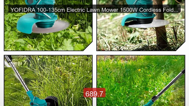 YOFIDRA 100-135cm Electric Lawn Mower 1500W Cordless Foldable ... Hot Deal 2026 | Limited Offer!