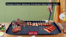 Portable Outdoor Barbecue Grill Modern Black Metal Electric Gr... -- Best Buy 2026 | Great Quality!