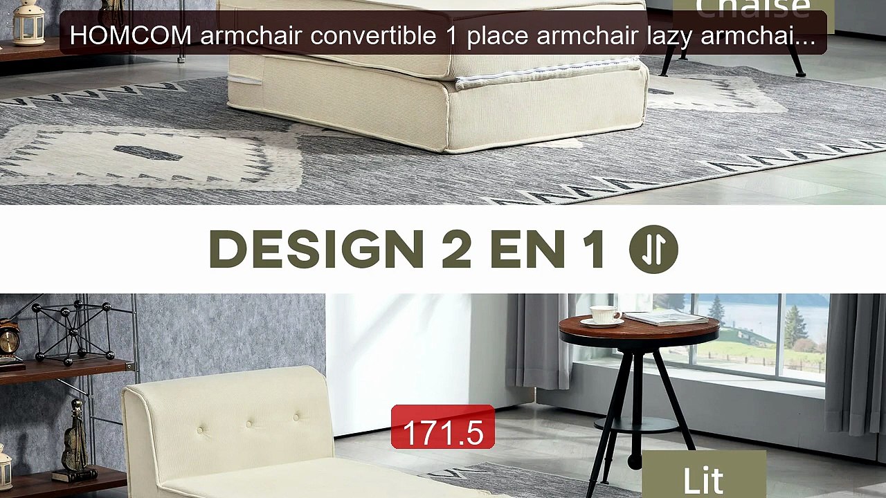 HOMCOM armchair convertible 1 place armchair lazy armchair 1 place... -- Best Deal 2026 | Shop Now!