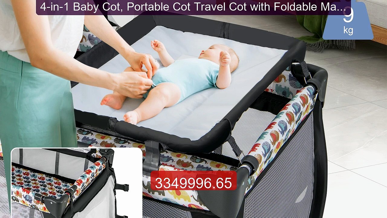 4-in-1 Baby Cot, Portable Cot Travel Cot with Foldable Matt... -- Top Pick 2026 | Unbeatable Price!