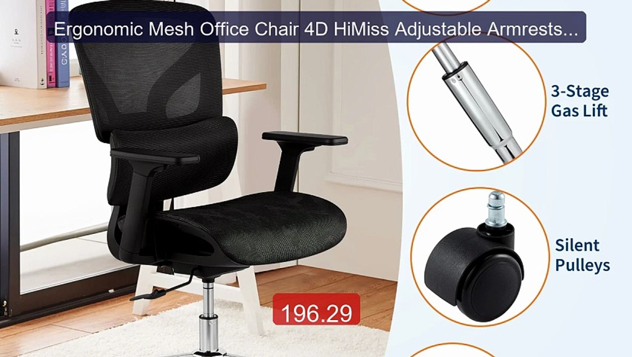 Ergonomic Mesh Office Chair 4D HiMiss Adjustable Armrests Dynamic L... -- Top Rated 2026 | Buy Now!