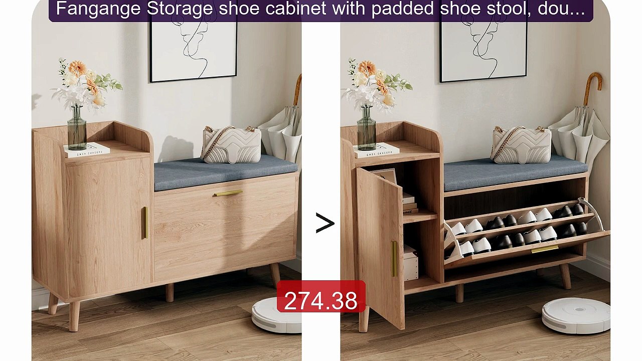 Fangange Storage shoe cabinet with padded shoe stool, double-layer... -- Best Deal 2026 | Shop Now!