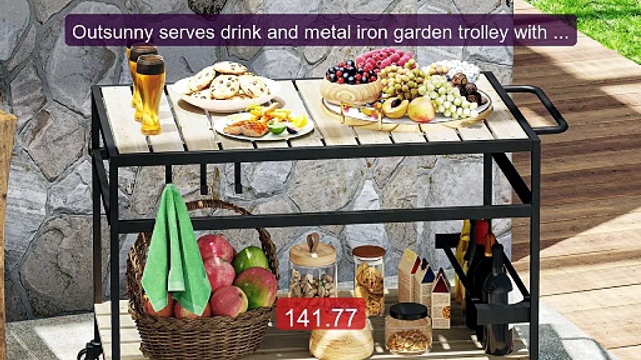 Outsunny serves drink and metal iron garden trolley with 2 shelves ... -- Top Rated 2026 | Buy Now!