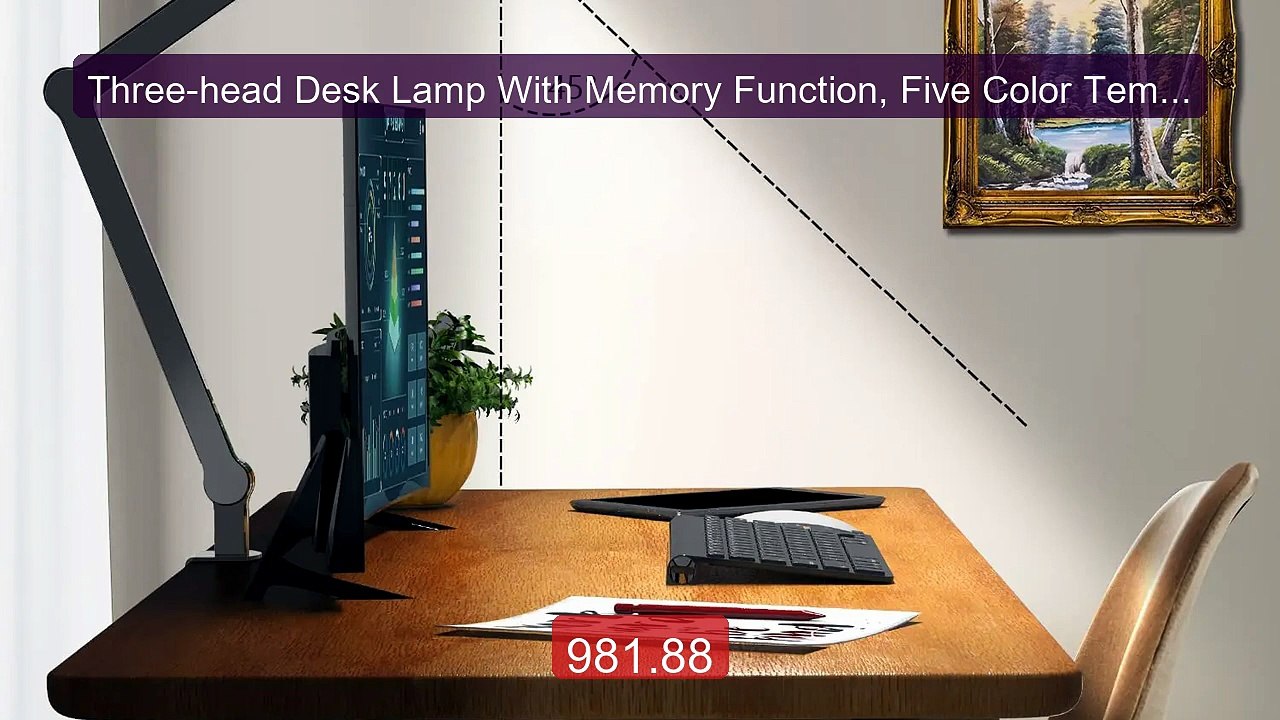 Three-head Desk Lamp With Memory Function, Five Color Temperat... -- Best Buy 2026 | Great Quality!