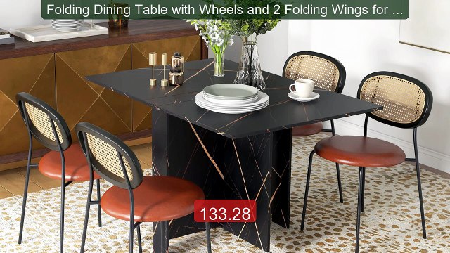 Folding Dining Table with Wheels and 2 Folding Wings for up to... Hot Deal 2026 | Limited Offer!