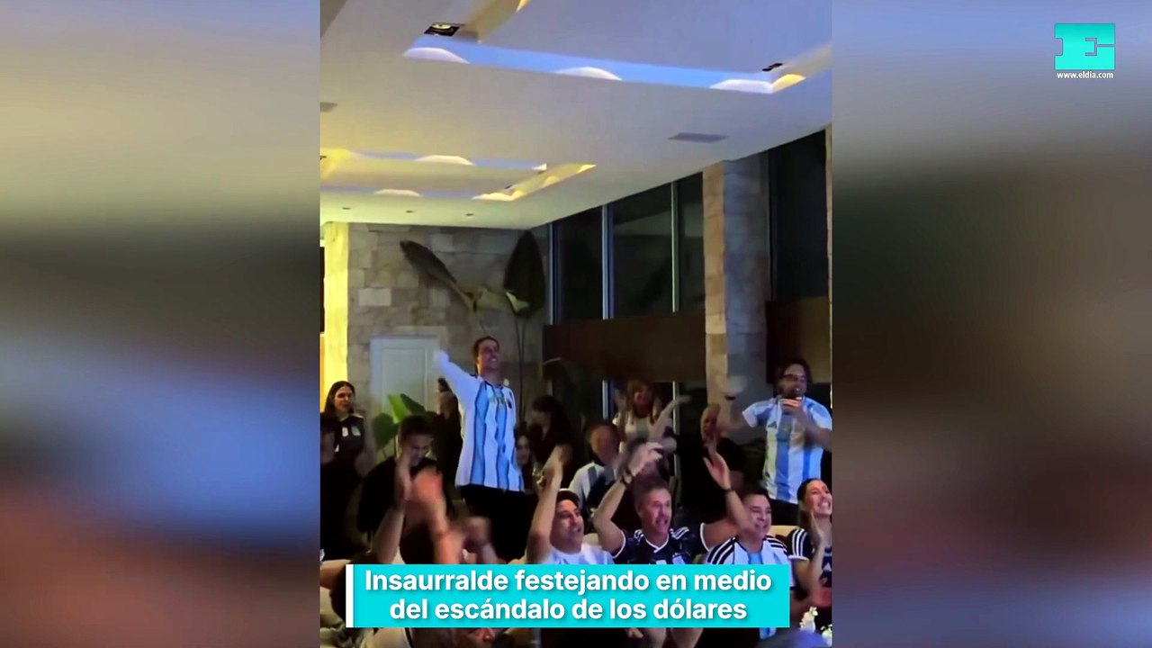 Insaurralde festejando en medio del escándalo de los dólares