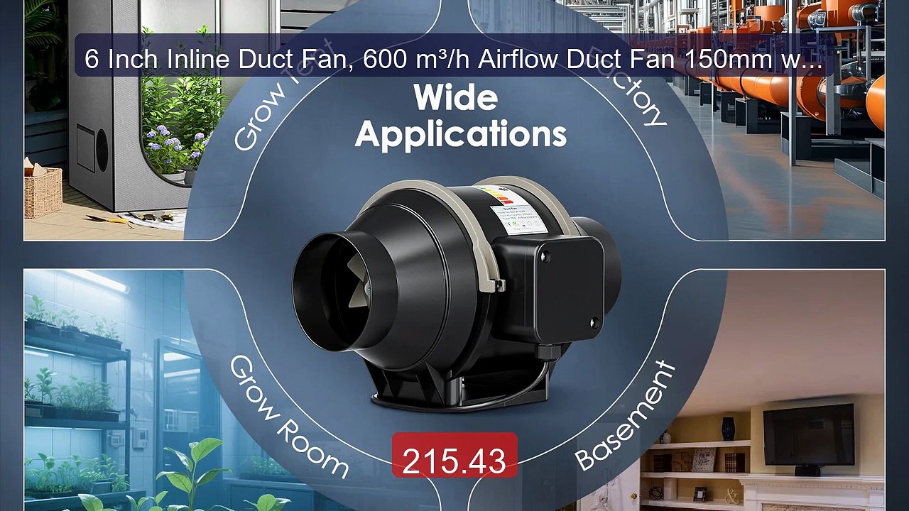 6 Inch Inline Duct Fan, 600 m³/h Airflow Duct Fan 150mm wit... -- Top Pick 2026 | Unbeatable Price!