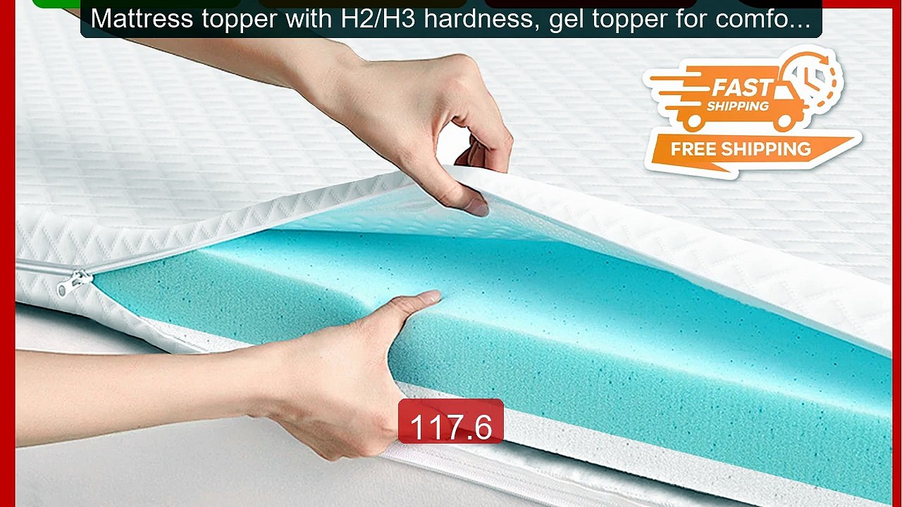 Mattress topper with H2/H3 hardness, gel topper for comfort an... -- Hot Deal 2026 | Limited Offer!