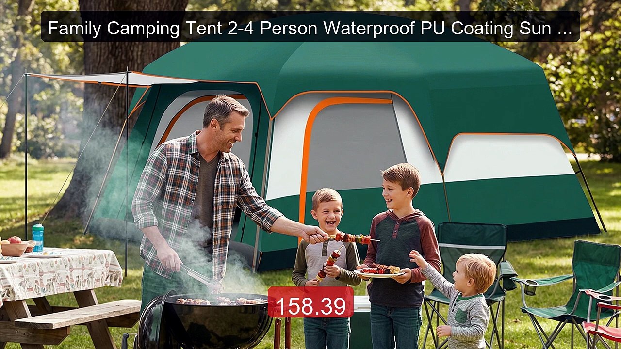 Family Camping Tent 2-4 Person Waterproof PU Coating Sun Shel... -- Amazing Value 2026 | Must Have!