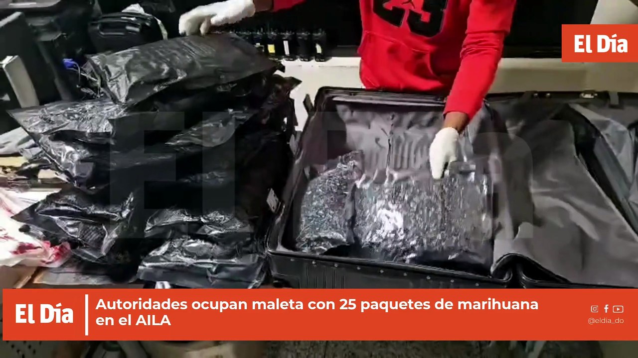 Autoridades ocupan maleta con 25 paquetes de marihuana en el AILA