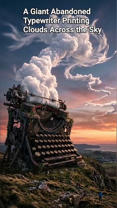 A Giant Abandoned Typewriter Printing Clouds Across the Sky