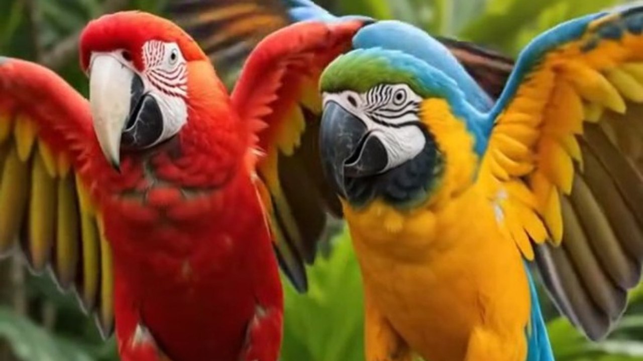 Two beautiful macaws  is sitting on tree. #vira...
